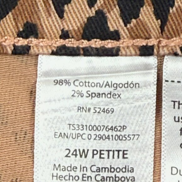 Terra & Sky Women Straight Stretch Brown Black Leopard Denim Jeans Plus 24WP NWT - Picture 6 of 10